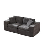 98.4-Inch Oversized Boneless Cloud Couches Deep Seat Foam Sofa Couch with 2 Round Toss Pillows, Luxury Corduroy Upholstered 3 Seat Tufted Loveseat, Cloud Sofa in a Box