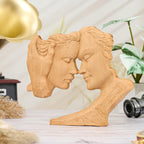 BGCOPPER Wooden Kissing Couple Ornament, Abstract Couple Portrait Sculpture Romantic Love Statue Decor Gift for Women Anniversary Valentine Wedding - 10 Inch
