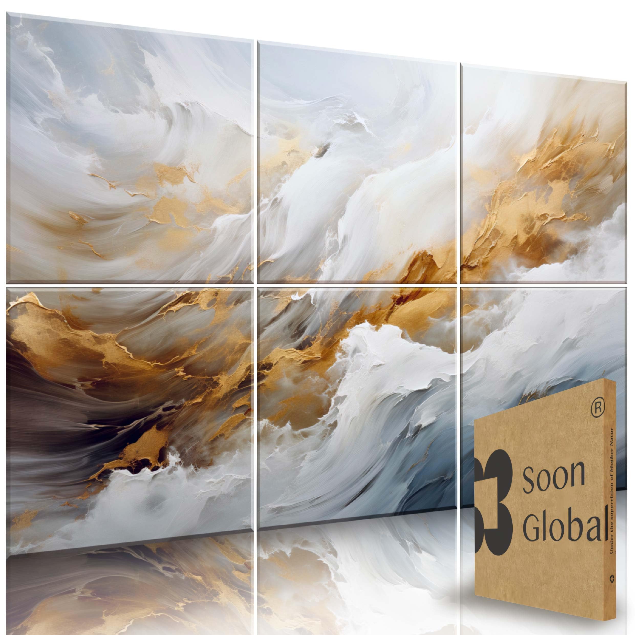 Soon Global Acoustical Wall Panels, 6-Piece 23.62 X 23.62 Inches Art Acoustic Panels, Decorative Acoustic Panels, Acoustic Wall Panels, Sound Absorbing Wall Art, Arcadian Vortex