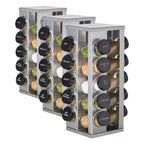 Kamenstein 20 Jar Revolving Countertop Spice Rack with Spices Included, FREE Spice Refills for 5 Years, Polished Stainless Steel with Black Caps, 30020