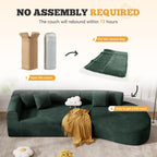 126" Curved Modular Sectional Sofa, Modern Boneless Couches for Living Room,No Assembly Required Cloud Couch,Brown Corduroy Fabric,1 PCS