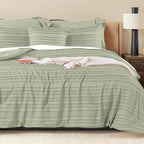 NEXHOME PRO Tufted Boho Comforter Set King, 8 Piece Bed in a Bag, Ultra Soft Brushed Microfiber All-in-One Bedding, Lightweight All Season Comforter, Machine Washable, Sage Green