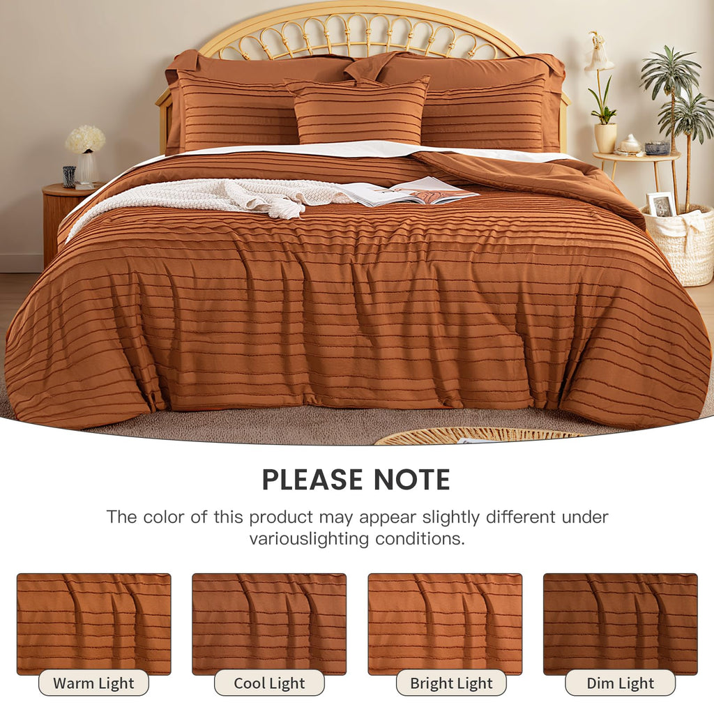 NEXHOME PRO Tufted Boho Comforter Set King, 8 Piece Bed in a Bag, Ultra Soft Brushed Microfiber All-in-One Bedding, Lightweight All Season Comforter, Machine Washable, Sage Green