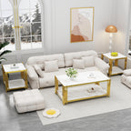Luxury Gold Square Glass End Table, 19.7" Modern Side Table with Stainless Steel Irregular Leg Clear Tempered Glass Tabletop, Accent Furniture for Living Room, Clear