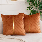 WACOMECO Velvet Throw Pillow Covers, Pack of 2 Soft Gold Decorative Cushion Covers for Couch Sofa Living Room Home Decoration, Emerald Green, 18x18 inch