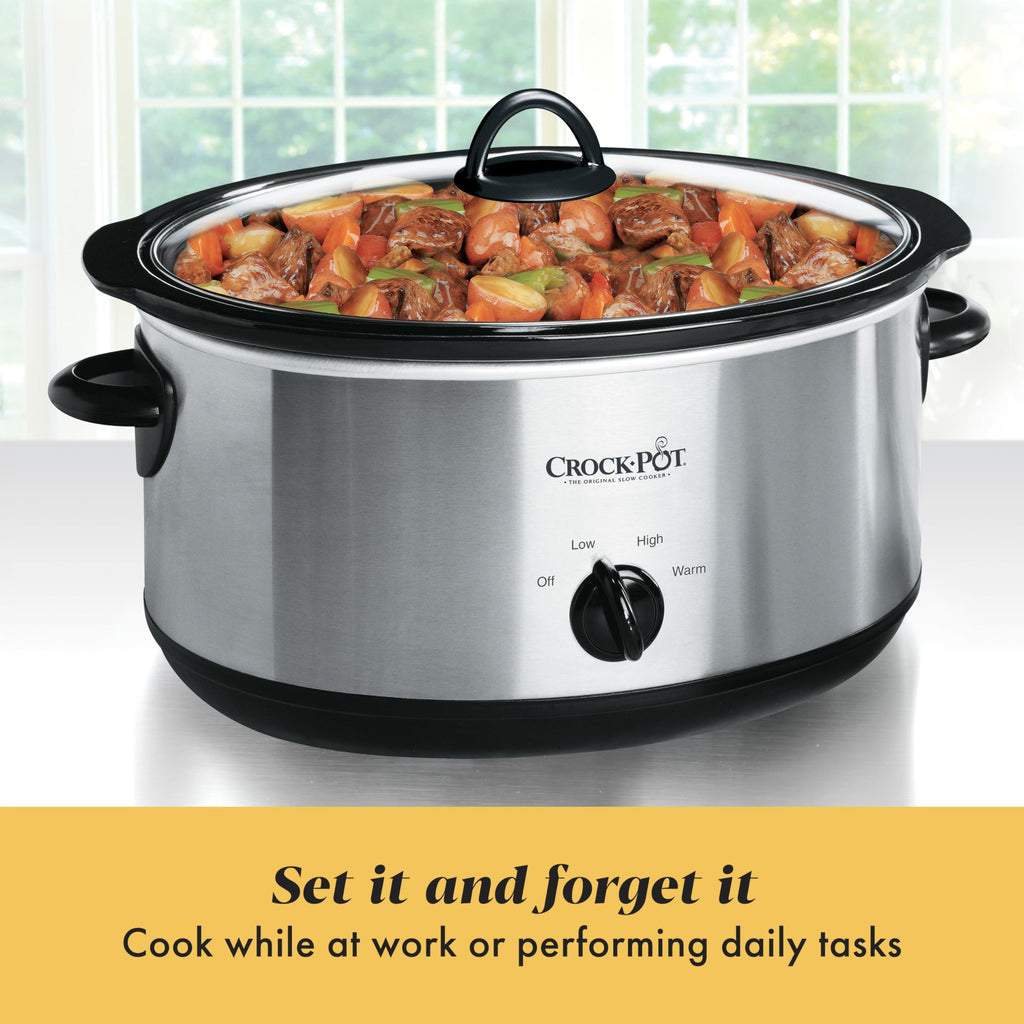 Crock-Pot 7-Quart Manual Slow Cooker, Family Size Serves 8+ People & Fits 6-lb Roast, Removable Stoneware with Warming Setting, Dishwasher Safe for Easy Cleanup, Turquoise