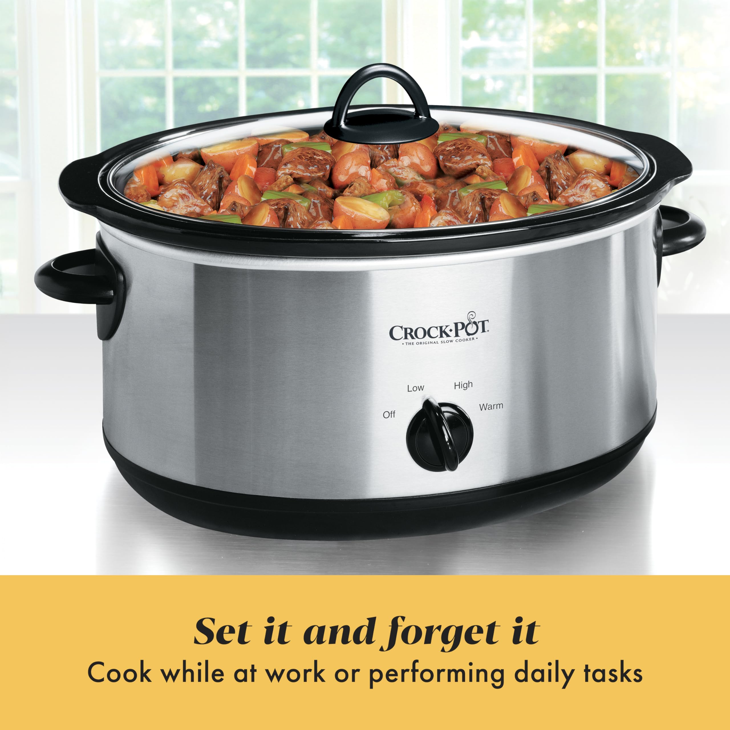 Crock-Pot 7-Quart Manual Slow Cooker, Family Size Serves 8+ People & Fits 6-lb Roast, Removable Stoneware with Warming Setting, Dishwasher Safe for Easy Cleanup, Turquoise