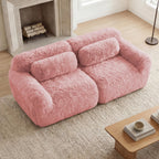 98.4-Inch Oversized Boneless Cloud Couches Deep Seat Foam Sofa Couch with 2 Round Toss Pillows, Luxury Corduroy Upholstered 3 Seat Tufted Loveseat, Cloud Sofa in a Box