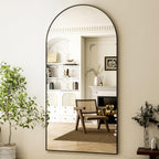 HARRITPURE 64"x21" Arched Full Length Mirror Floor Mirrors with Aluminum Alloy Frame Free-Standing Wall Mounted or Leaning Large Bedroom Dressing Mirror Modern & Contemporary Decor for Home,Black