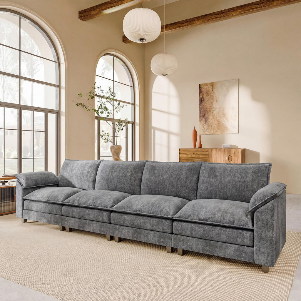 JUMMICO 40" Chaise Lounge Chair for Single Comfy Upholstered Deep Seat Reading Arm Chair Clould Couch for Living Room, Apartment Office, Small Spaces (Dark Blue-3, Single Sofa)