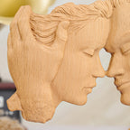 BGCOPPER Wooden Kissing Couple Ornament, Abstract Couple Portrait Sculpture Romantic Love Statue Decor Gift for Women Anniversary Valentine Wedding - 10 Inch