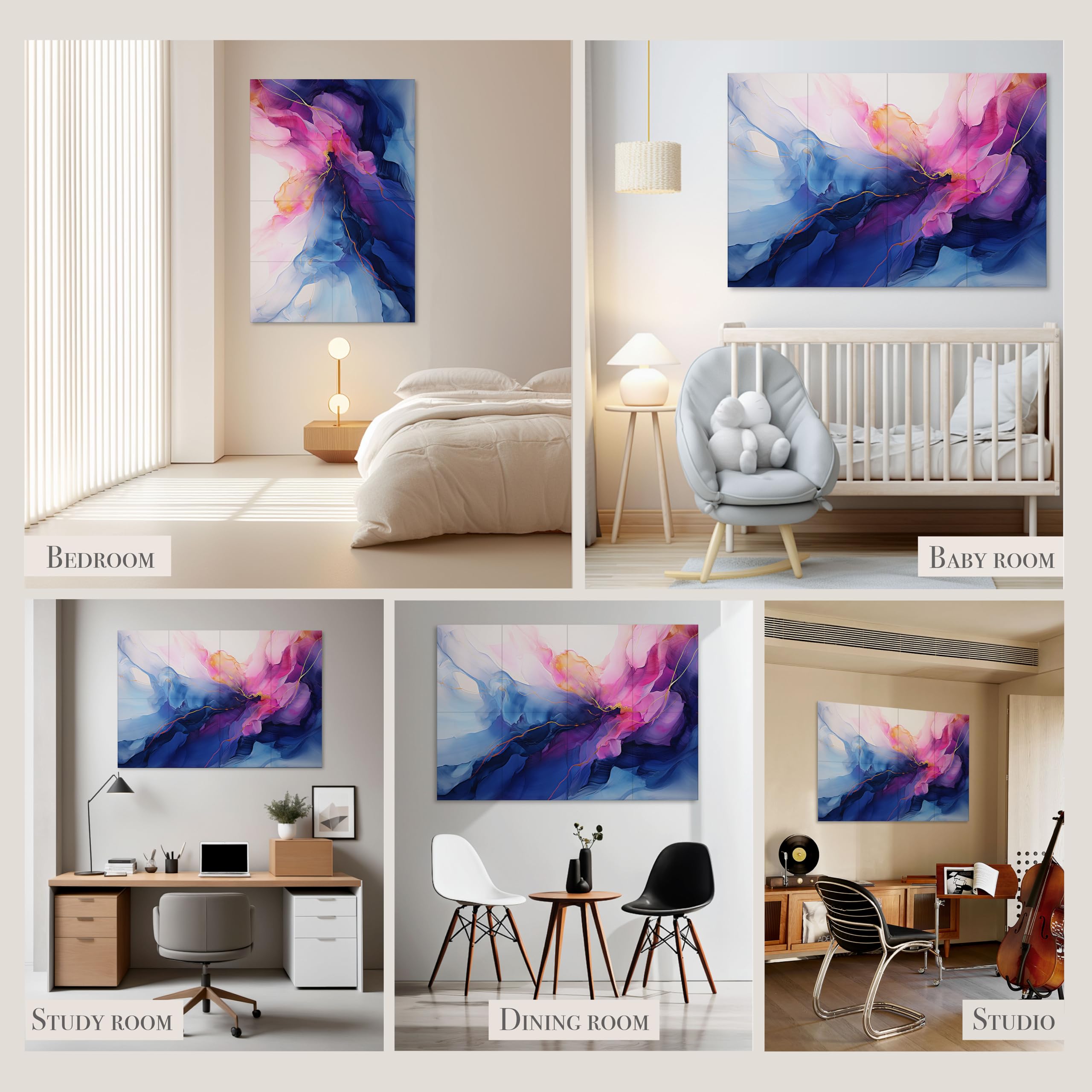 Soon Global Acoustical Wall Panels, 6-Piece 23.62 X 23.62 Inches Art Acoustic Panels, Decorative Acoustic Panels, Acoustic Wall Panels, Sound Absorbing Wall Art, Arcadian Vortex