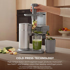Ninja NeverClog Cold Press Juicer | Powerful Electric Slow Masticating Juicer with Pulp Control | XL Capacity | 24 oz. Juice Jug & 36 oz. Pulp Container | Dishwasher Safe | Navy | 150W | JC151NV