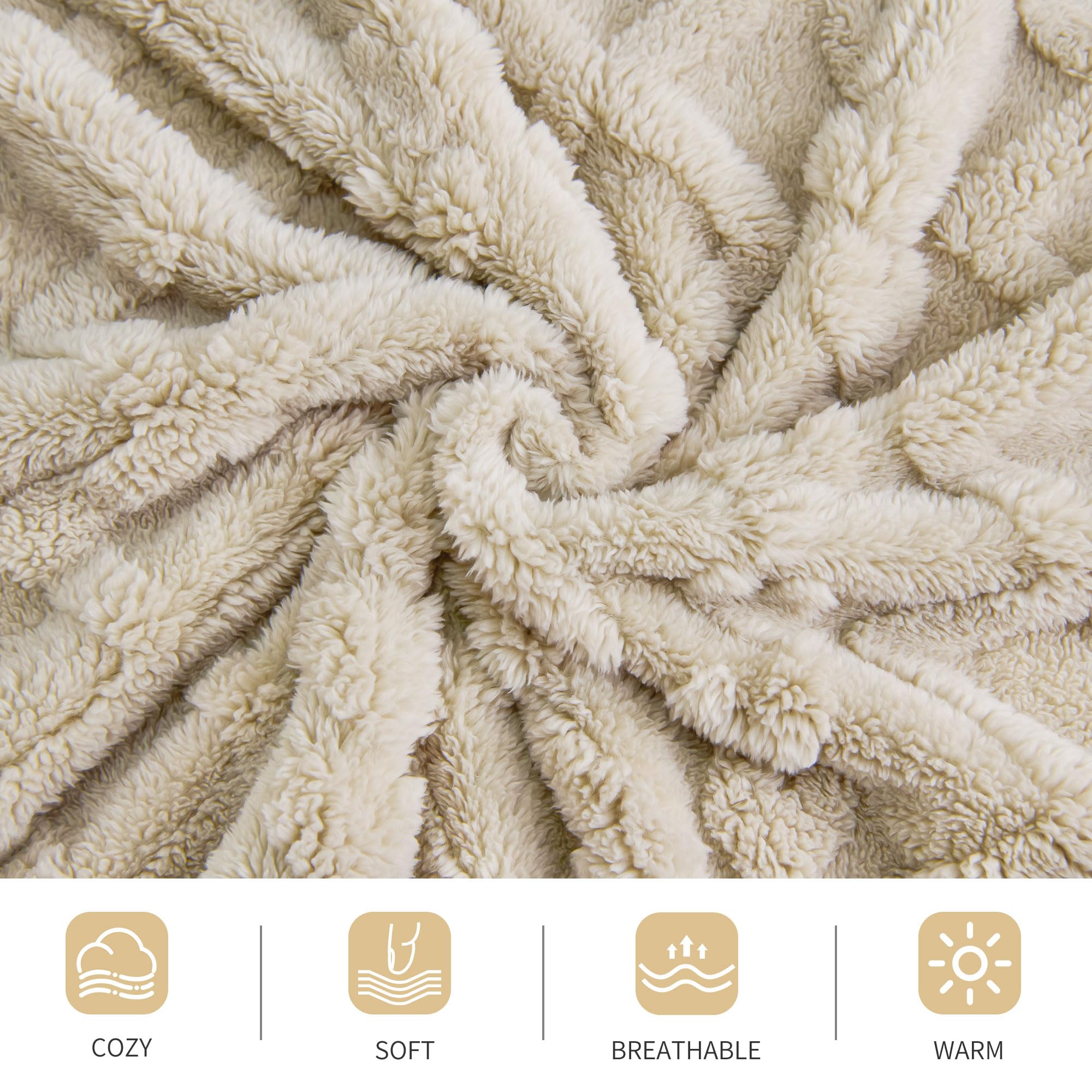Aganear Fleece Throw Blanket - Cozy Soft Lightweight Fuzzy Throw Blanket for Women Portable Throw Blankets for Couch, Warm Present for Birthday, Christmas, Halloween, Housewarming(50"x60", Khaki)