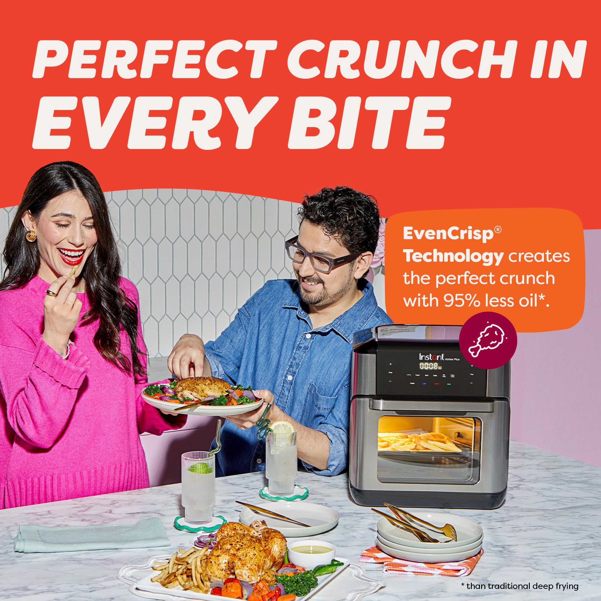 Instant Pot 6QT VORTEX Plus Air Fryer, 6-in-1, Air Fry, Broil, Dehydrate, Crisp, Roast, Reheat, Bake, Dishwasher-Safe Airfryer basket, from the Makers of Instant Pot, Stainless Steel