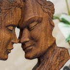 BGCOPPER Wooden Kissing Couple Ornament, Abstract Couple Portrait Sculpture Romantic Love Statue Decor Gift for Women Anniversary Valentine Wedding - 10 Inch