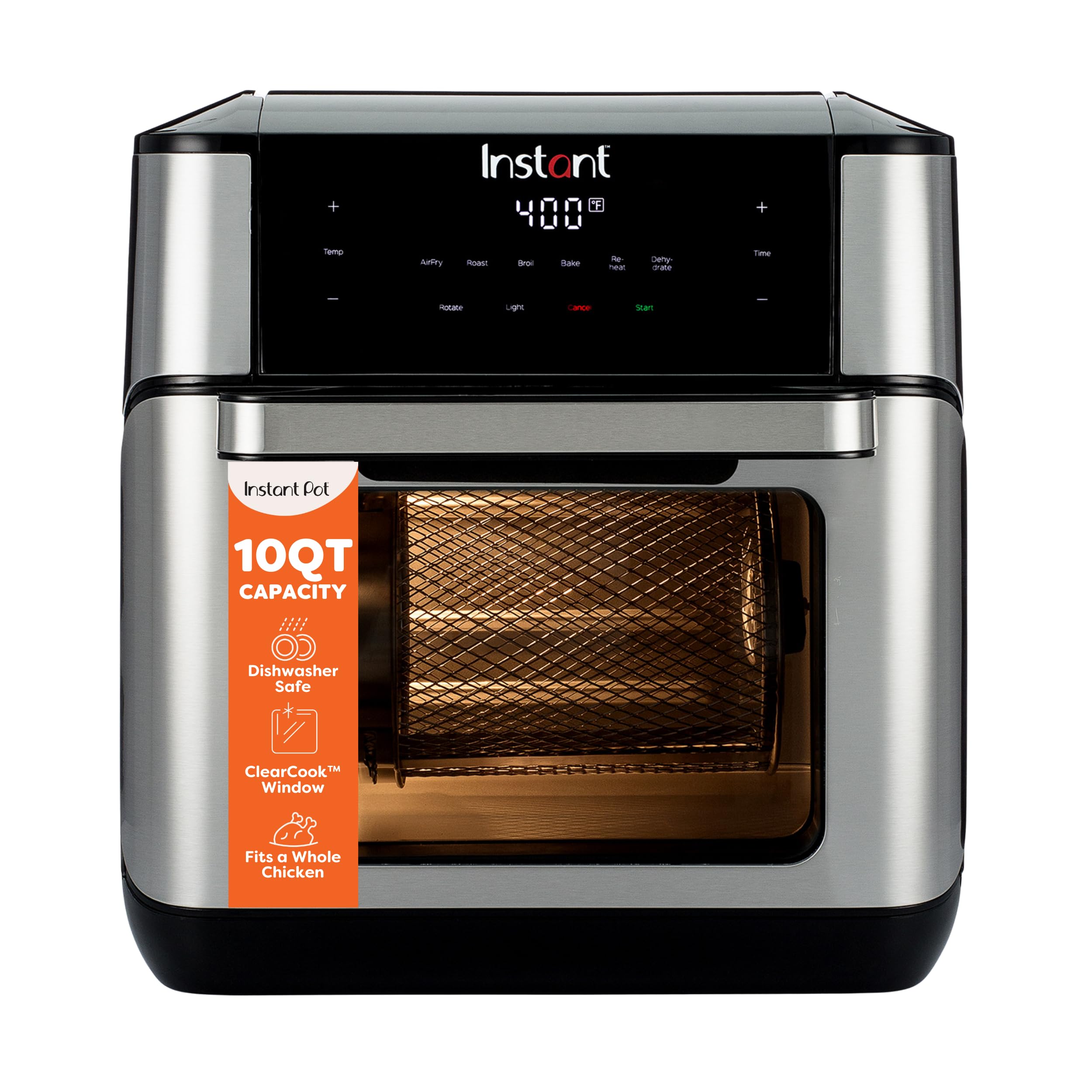 Instant Pot 6QT VORTEX Plus Air Fryer, 6-in-1, Air Fry, Broil, Dehydrate, Crisp, Roast, Reheat, Bake, Dishwasher-Safe Airfryer basket, from the Makers of Instant Pot, Stainless Steel