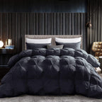 Luxurious White Solid Heavy Weight, Palatial King Size Goose Feathers Down Comforter for Winter Weather, 120 X 98 inches, Premium Baffle Box, 100% Egyptian Cotton Cover, 95 oz. Fill Weight