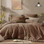 Monbix Queen Comforter Set - 7 Pieces Cationic Dyeing Autumn Leaf Bed in a Bag Queen Bedding Sets with Comforter, Sheets, Pillowcases & Shams, Reversible Bedding Comforters Sets