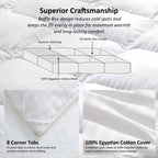 Luxurious White Solid Heavy Weight, Palatial King Size Goose Feathers Down Comforter for Winter Weather, 120 X 98 inches, Premium Baffle Box, 100% Egyptian Cotton Cover, 95 oz. Fill Weight