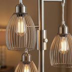 Dimmable Floor Lamp, Industrial Floor Lamps for Living Room, Gold Tree Lamp Standing Lamp Tall Lamps with 3 Elegant Teardrop Cage Head & 800 Lumens LED Bulbs for Living room Bedroom Office Dining Room