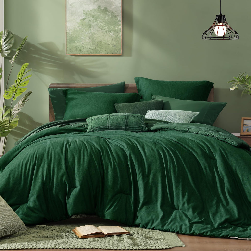 Monbix Queen Comforter Set - 7 Pieces Cationic Dyeing Autumn Leaf Bed in a Bag Queen Bedding Sets with Comforter, Sheets, Pillowcases & Shams, Reversible Bedding Comforters Sets