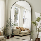 HARRITPURE 64"x21" Arched Full Length Mirror Floor Mirrors with Aluminum Alloy Frame Free-Standing Wall Mounted or Leaning Large Bedroom Dressing Mirror Modern & Contemporary Decor for Home,Black