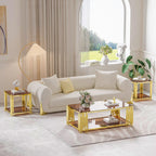 Luxury Gold Square Glass End Table, 19.7" Modern Side Table with Stainless Steel Irregular Leg Clear Tempered Glass Tabletop, Accent Furniture for Living Room, Clear