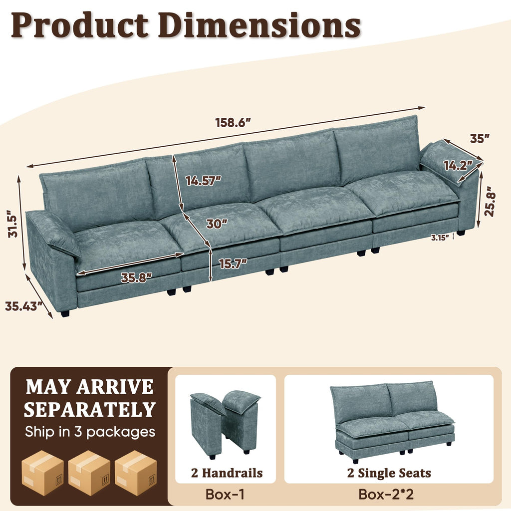 JUMMICO 40" Chaise Lounge Chair for Single Comfy Upholstered Deep Seat Reading Arm Chair Clould Couch for Living Room, Apartment Office, Small Spaces (Dark Blue-3, Single Sofa)