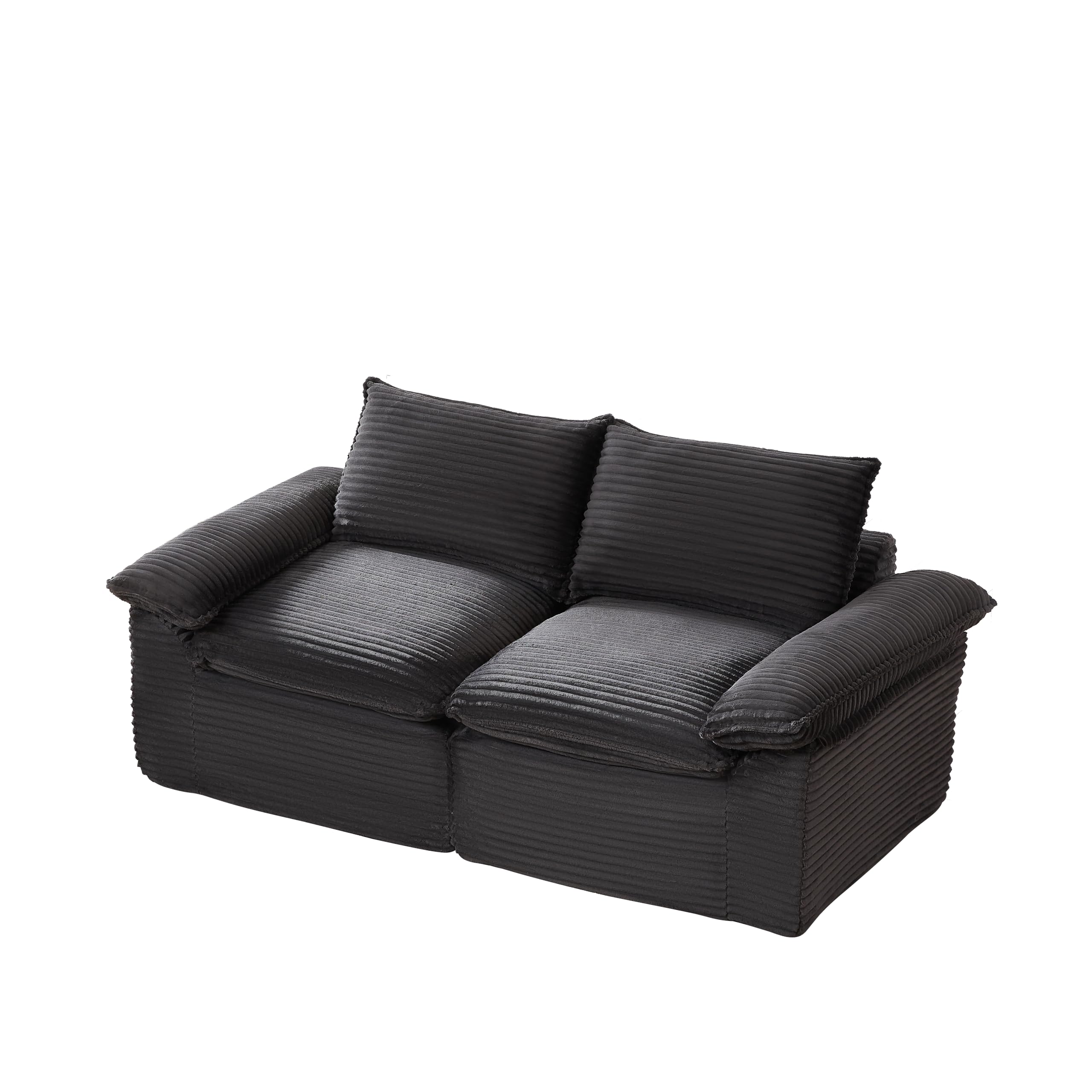 98.4-Inch Oversized Boneless Cloud Couches Deep Seat Foam Sofa Couch with 2 Round Toss Pillows, Luxury Corduroy Upholstered 3 Seat Tufted Loveseat, Cloud Sofa in a Box
