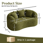 131" Oversized Sectional Sofa for Living Room, Modern Luxury Plush Chenille 4-Seater Extra Deep & Wide Seat Curved Cloud Couch with 4 Throw Pillows, No Assembly Needed, Light Brown