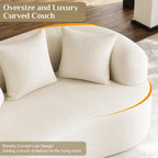 131" Oversized Sectional Sofa for Living Room, Modern Luxury Plush Chenille 4-Seater Extra Deep & Wide Seat Curved Cloud Couch with 4 Throw Pillows, No Assembly Needed, Light Brown