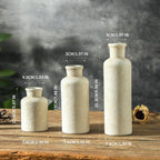 Vintage Vase Set of 3, Ceramic Vintage Flower Vases, Chinoiserie Decorative Home Decor Retro Floral Vase Rustic Farmhouse Decor for Table Bookshelf Mantel Kitchen Living Room Office - Green and Beige