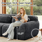 98.4-Inch Oversized Boneless Cloud Couches Deep Seat Foam Sofa Couch with 2 Round Toss Pillows, Luxury Corduroy Upholstered 3 Seat Tufted Loveseat, Cloud Sofa in a Box