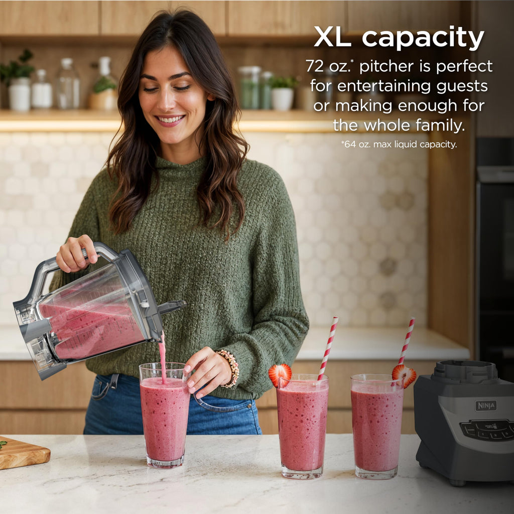 Ninja Kitchen System | All-in-One Food Processor & Blender for Smoothies | Includes Pitcher, (2) 16 oz. To-Go Cups & 8-Cup Bowl | Makes Salsa, Dough, Shakes, & Frozen Drinks | 1500W | Black | BL770