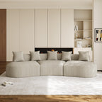 131" Oversized Sectional Sofa for Living Room, Modern Luxury Plush Chenille 4-Seater Extra Deep & Wide Seat Curved Cloud Couch with 4 Throw Pillows, No Assembly Needed, Light Brown