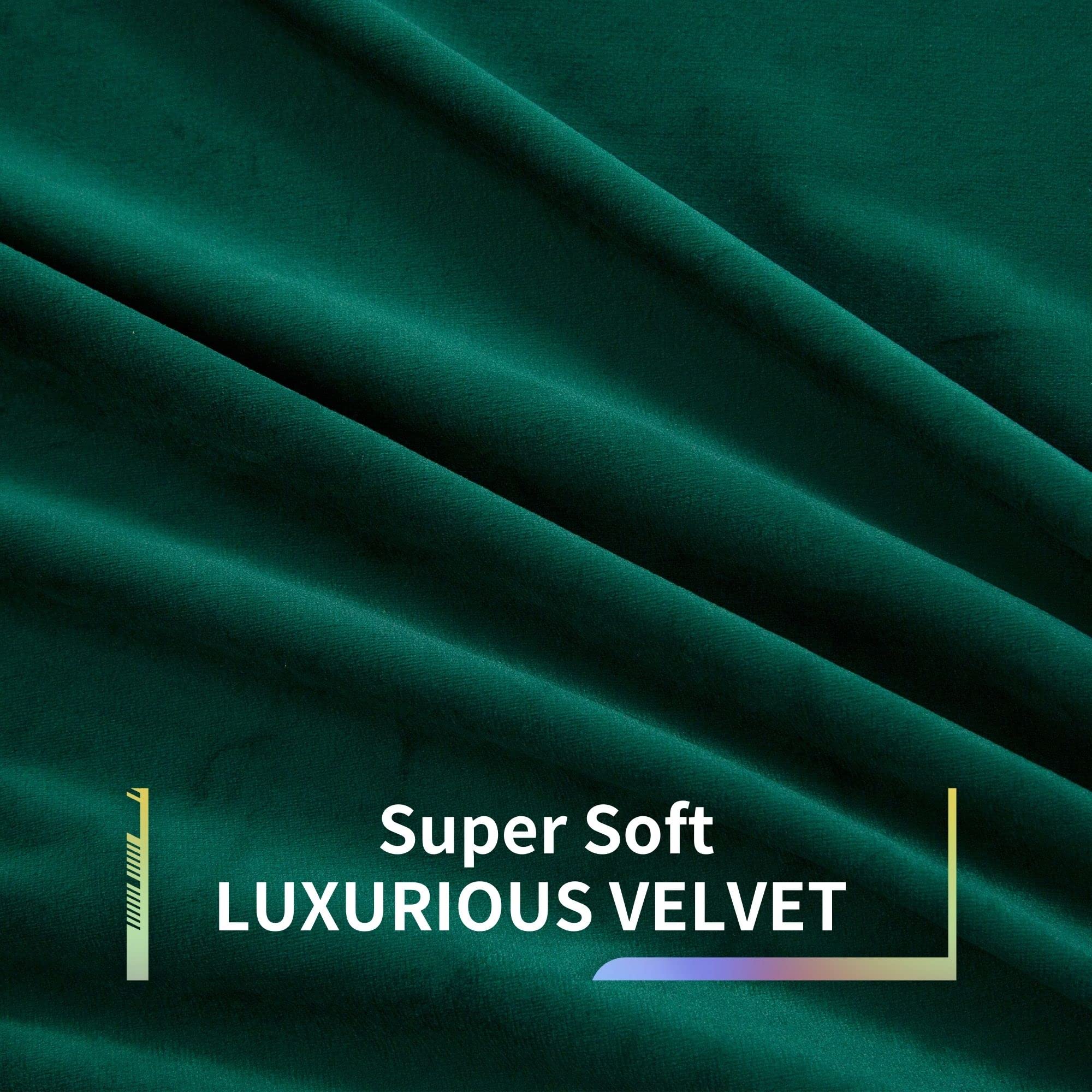 Emerald Green Velvet Curtains 84 inches Long Luxury 80% Blackout Curtains for Bedroom Living Room,Thermal Insulated Super Soft Window Drapes Rod Pocket & Back Tab, 52" W x 84" L, 2 Panels