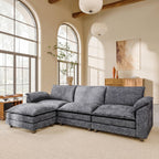 JUMMICO 40" Chaise Lounge Chair for Single Comfy Upholstered Deep Seat Reading Arm Chair Clould Couch for Living Room, Apartment Office, Small Spaces (Dark Blue-3, Single Sofa)