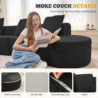 126" Curved Modular Sectional Sofa, Modern Boneless Couches for Living Room,No Assembly Required Cloud Couch,Brown Corduroy Fabric,1 PCS