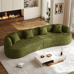 131" Oversized Sectional Sofa for Living Room, Modern Luxury Plush Chenille 4-Seater Extra Deep & Wide Seat Curved Cloud Couch with 4 Throw Pillows, No Assembly Needed, Light Brown
