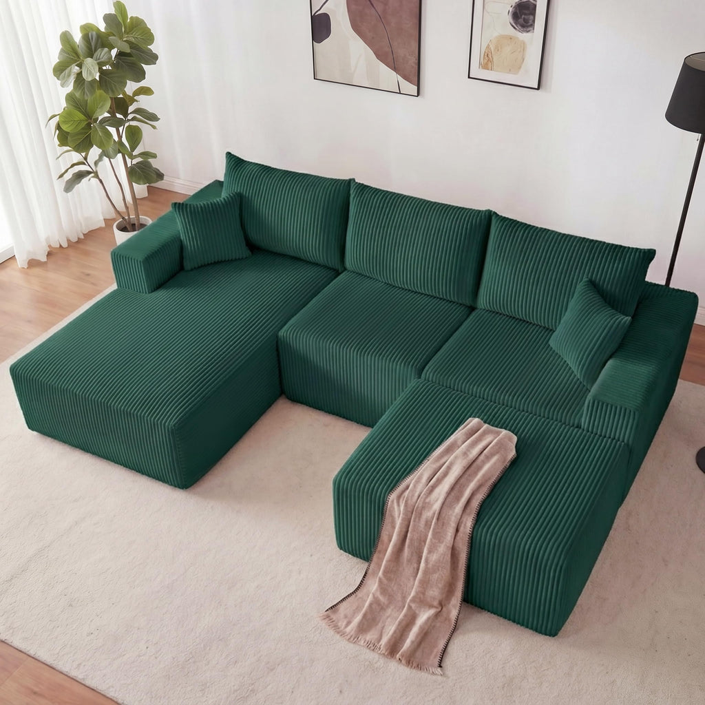 108” Modular Sectional Sofa, Cloud Sectional Couch with Deep Seat, Modern Modular L-Shape Sofa Couch with Chaise,Upholstered Boneless Couches for Living Room Bedroom (Beige, Left Facing Chaise)