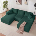 108” Modular Sectional Sofa, Cloud Sectional Couch with Deep Seat, Modern Modular L-Shape Sofa Couch with Chaise,Upholstered Boneless Couches for Living Room Bedroom (Beige, Left Facing Chaise)