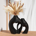 Zormon White Vases for Decor, Heart Shaped Ceramic Vase Set of 2, Nordic Heart Shaped Vases, Minimalist Decorative Vase for Table Centerpiece Wedding Dining Living Room Office House Decoration