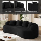 131" Oversized Sectional Sofa for Living Room, Modern Luxury Plush Chenille 4-Seater Extra Deep & Wide Seat Curved Cloud Couch with 4 Throw Pillows, No Assembly Needed, Light Brown