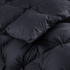 Luxurious White Solid Heavy Weight, Palatial King Size Goose Feathers Down Comforter for Winter Weather, 120 X 98 inches, Premium Baffle Box, 100% Egyptian Cotton Cover, 95 oz. Fill Weight