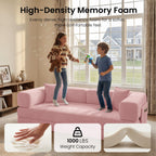 78.8" Convertible Futon Sofa Bed,Corduroy Futon Couch with Storage Pocket,Folding Pull Out Sofa,No Assembly Boneless Couch for Living Room | Pink