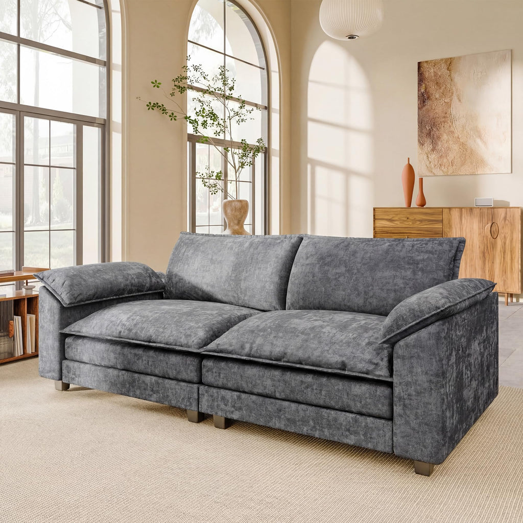 JUMMICO 40" Chaise Lounge Chair for Single Comfy Upholstered Deep Seat Reading Arm Chair Clould Couch for Living Room, Apartment Office, Small Spaces (Dark Blue-3, Single Sofa)