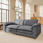 JUMMICO 40" Chaise Lounge Chair for Single Comfy Upholstered Deep Seat Reading Arm Chair Clould Couch for Living Room, Apartment Office, Small Spaces (Dark Blue-3, Single Sofa)