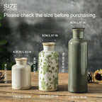 Vintage Vase Set of 3, Ceramic Vintage Flower Vases, Chinoiserie Decorative Home Decor Retro Floral Vase Rustic Farmhouse Decor for Table Bookshelf Mantel Kitchen Living Room Office - Green and Beige