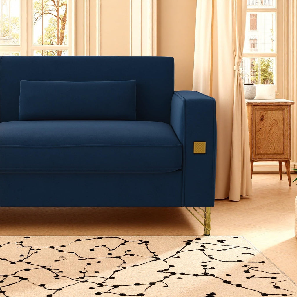 KEIKI 86" Oversized Luxury Velvet Sofa with Armrest and Removable Plush Cushions, Modern Style Gold Accents 3-Seater Couch with Solid Legs, Easy Assembly, for Living Room, Apartment, Green
